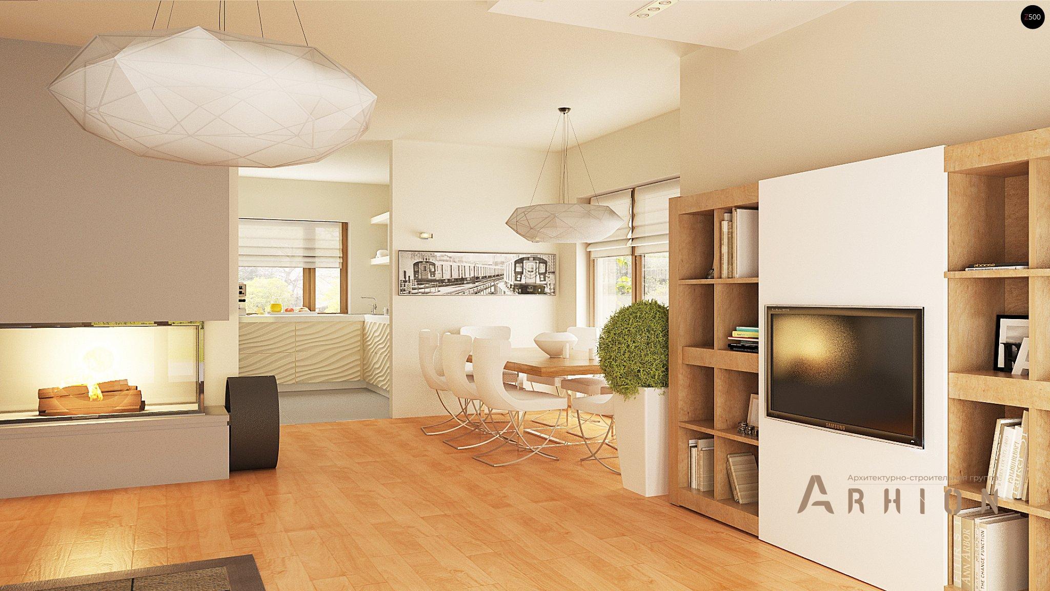 5. Проект одноэтажного дома в современном стиле с четырехскатной, Z270 A, площадью - 239 кв c мансардой, терассой, балконом, гаражом